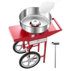 Commercial Cotton Candy Machine with Cart Sugar Floss Maker 1000W for Party Red