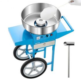 Commercial Cotton Candy Machine with Cart Sugar Floss Maker 1000W for Party Blue
