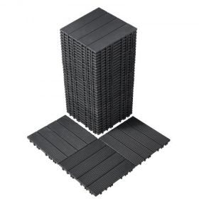 VEVOR Interlocking Deck Tiles 36 Pack 11.6" x 11.6" Plastic for Porch Dark Grey