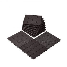 VEVOR Interlocking Deck Tiles 10 Pack 11.6" x 11.6" Waterproof for Porch Dark Brown