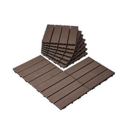 VEVOR Interlocking Deck Tiles Plastic Wood 10 Pack 11.6" x 11.6" Waterproof for Porch