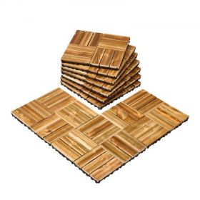 VEVOR Interlocking Deck Tiles Solid Wood 10 Pack 11.6" x 11.6" Camphor Pine for Porch