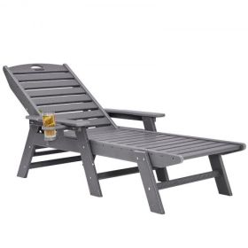 Outdoor Chaise Lounge Chair 6 Position Adjustable Reclining Bench Lounger Gray
