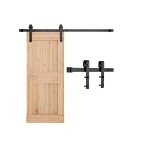 VEVOR 5FT Sliding Barn Door Hardware Kit for Single Sliding Barn Door Black