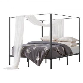 VEVOR King Size Canopy Bed Frame Metal Canopy Bed with Four Posters Black