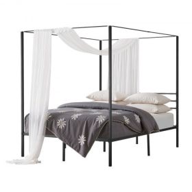 VEVOR Queen Size Canopy Bed Frame Metal Canopy Bed with Four Posters Black