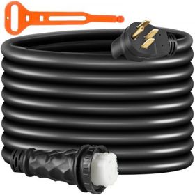 VEVOR 50FT 50 AMP RV Extension Cord,50 Amp RV Replacement Cord,6AWG/3C+8AWG/1C Twist Lock Cord with Molded Connector and Patented Handle,CSA Approved