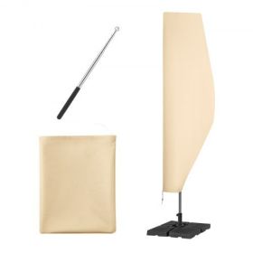 Patio Umbrella Cover for 7ft to 13ft Offset Umbrellas, Water Resistant PU 2000mm, Outdoor Umbrella Cover with Zipper and Rod, Beige