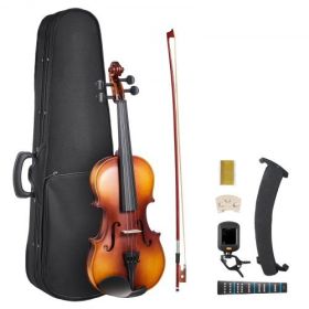 Violin 3/4 Size Fiddle Set for Adult Beginners with Case Rosin Brown