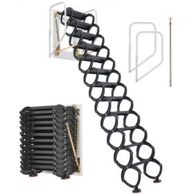Steel Attic Ladder Wall-Mounted 660LBS/299.4KG Capacity for 9.5-10 ft Ceilings