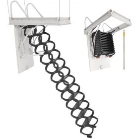 Steel Attic Ladder Ceiling-Mounted Attic Stairs for 9.5 to 10.2 ft Ceilings