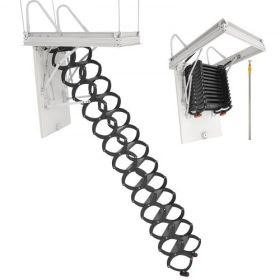 Steel Attic Ladder Ceiling-Mounted Attic Stairs for 10.5 to 11 ft Ceilings