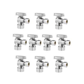10-Pack Angle Stop Valve 1/4 Turn 5/8" OD (1/2" NOM) x 3/8" OD Compression