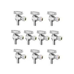 10 Pack Angle Stop Valve 1/2" PEX x 3/8" OD Compression 1/4 Turn Shut Off Valves