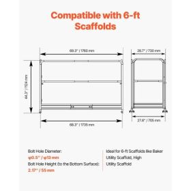 6ft Scaffolding Safety Guard Rail System For Baker-Style Scaffolding Yellow