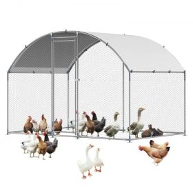 Metal Chicken Coop 9.8x6.5x6.5ft Walk-in Chicken Run with Cover Doom Roof