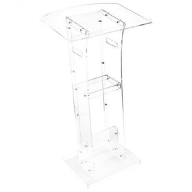 Podium Stand 43 in Portable Acrylic Lectern Storage Shelf Wide Reading Surface