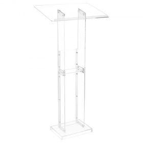 Podium Stand 50 in Portable Acrylic Lectern Storage Shelf Wide Reading Surface