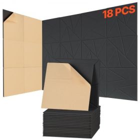 18 Pack Acoustic Wall Panels 11.8 x 11.8 x 0.4 inch Self-Adhesive Black