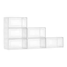 Shoe Storage Boxes 6 Pack Stackable Shoe Boxes US Size 13 Transparent White