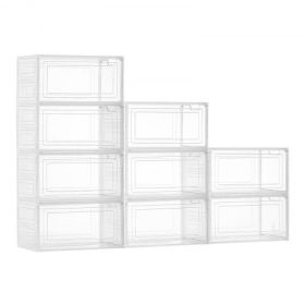 Shoe Storage Boxes 9 Pack Stackable Shoe Boxes US Size 13 Transparent White