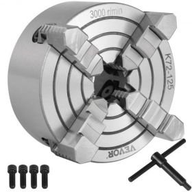 VEVOR K72-125 Lathe Chuck 5 Inch 4-Jaw,Lathe Chuck Independent Reversible Jaw,Metal Lathe Chuck Turning Machine Accessories,for Lathes Machine