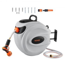 VEVOR Retractable Hose Reel Water Hose Reel 130'x1/2" 180° Swivel Wall-Mounted