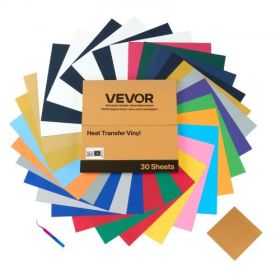 VEVOR Heat Transfer Vinyl HTV Iron on Vinyl Bundle 30 Pack 12 x 12 in Multicolor