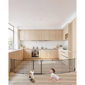 Baby Gate 192 Inch Extra Wide 28 Inch High 8-Panel Foldable Dog Gate Black