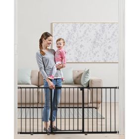 Baby Gate 60.6-63.3 Inches Adjustable Width 30 Inches High Dog Gate Black