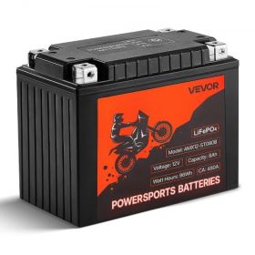 VEVOR Motorcycle Battery 12V 8Ah YTX12-BS High Performance Powersports Battery