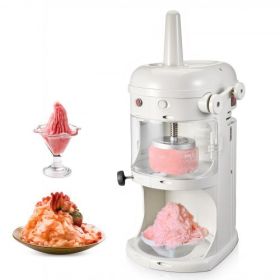 Commercial Fluffy Shaved Ice Machine 220LBS/H Electric Ice Crusher White