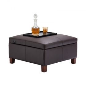 28-31 in Square Leather Ottoman with Storage Coffee Table for Living Room Dorm