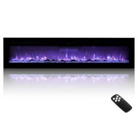 72 inch Electric Fireplace Wall Mounted Recessed with Remote Control 1500W