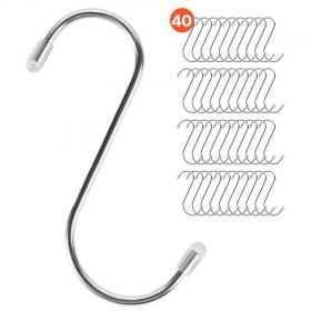 S Hooks 40 Pack 22.05 LBS Load Capacity Stainless Steel Heavy Duty Metal Hooks