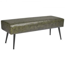 PU Leather Bedroom Bench with Metal Legs Shoe Bench for Entryway Green