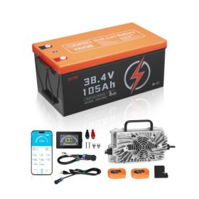 36V 105Ah Golf Cart Lithium Battery 20A Charger LCD Monitor & 4000+ Cycle
