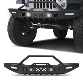 VEVOR Front Bumper Compatible with 1987-2006 Jeep Wrangler YJ TJ with LED Light