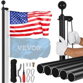 VEVOR 20FT Detachable Flagpole Kit Heavy Duty Aluminum Flag Pole American Black