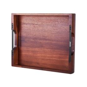 Serving Tray 17x12.2 Inch Acacia Food Serving Table Laptop Desk with Handles