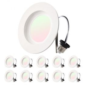 VEVOR 10 Pack LED Recessed Lighting 4 Inch Retrofit Can Lights 750 LM 9W 120V 5CCT