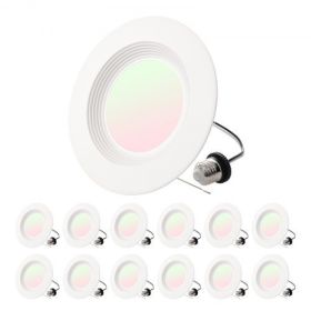 VEVOR 12 Pack LED Recessed Lighting 5/6 Inch Retrofit Can Lights 1050 LM 13W 5CCT