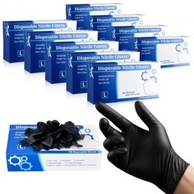 VEVOR Black Nitrile Disposable Gloves 4.5 Mil, Latex & Powder-Free, Size L – 1000 Count Nitrile Gloves & Disposable Gloves