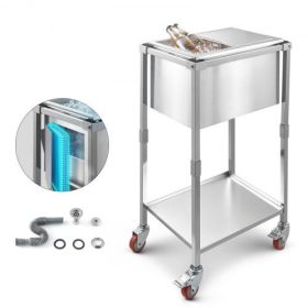 29.6 Qt Rolling Ice Chest Cooler Cart Outdoor Stand Up Ice Bin on Wheels