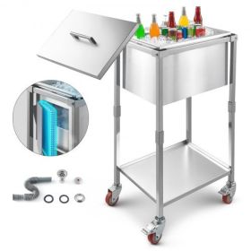 32.8 Qt Rolling Ice Chest Cooler Cart Outdoor Stand Up Ice Bin on Wheels