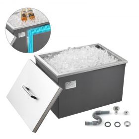 31.7 Qt Drop in Ice Chest Ice Cooler Ice Bin Stainless Steel 20"x14"x12"