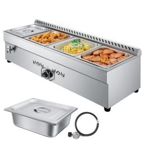 Commercial Propane Steam Table 4-Pan Outdoor Food Warmer Stainless Steel