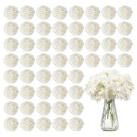 65 Pcs Artificial Silk Hydrangea Flowers 9.8 In Bouquet Arrangement White