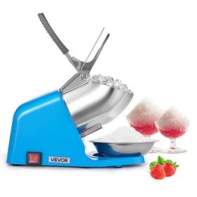 Commercial Ice Crusher 286LBS/H Electric Snow Cone Maker Shaved Ice Blue