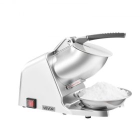 Commercial Ice Crusher 143LBS/H Electric Snow Cone Maker Shaved Ice Silver
